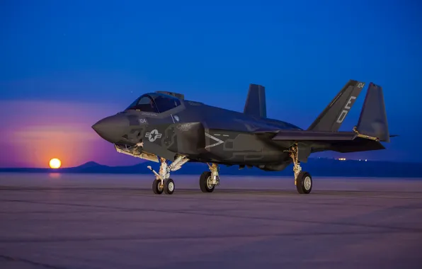 Восход, истребитель, бомбардировщик, аэродром, Lightning II, F-35C, Lockheed Martin