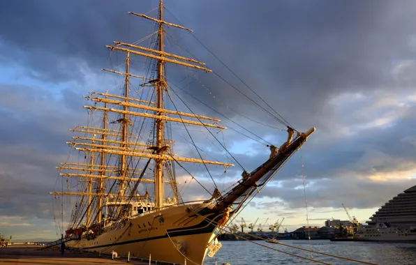 Корабль, пристань, Nippon Maru, парусный