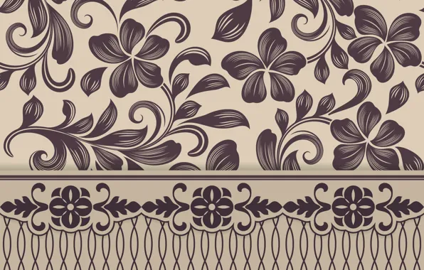 Узор, текстура, wallpaper, орнамент, brown, beige, floral, seamless