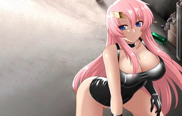 Girl, sexy, cleavage, panties, pink hair, long hair, boobs, anime