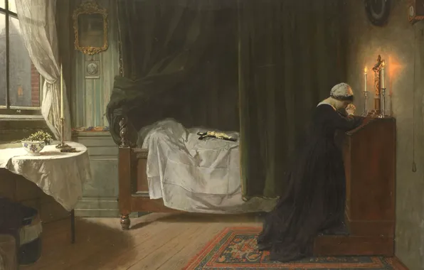 Масло, картина, Молитва за Умерших, Дидерик Франциск Джамин
