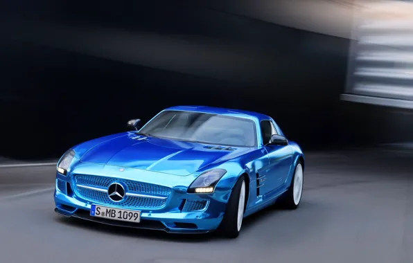 Картинка Mercedes-Benz, Авто, Синий, Фары, AMG, Coupe, SLS, Хром