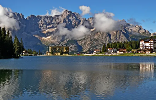 Картинка природа, озеро, Италия, Italy, nature, mountains, lake, Italia