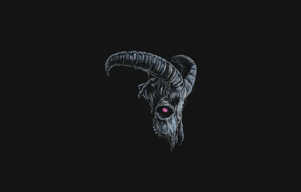 Skull, red eyes, head, goat