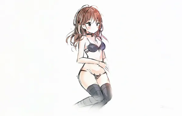 Girl, sexy, lingerie, pantsu, bra, cleavage, panties, thighhighs