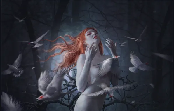 Девушка, готика, вороны, by 1simplemanips1
