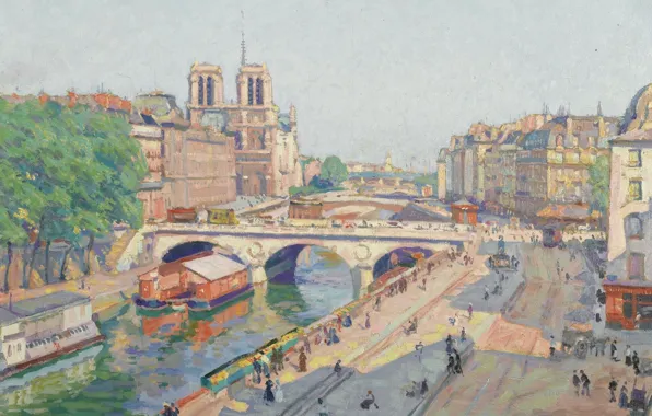 Картинка картина, городской пейзаж, Анри Пайе, Henri Pailler, Набережная имени Великого Августина