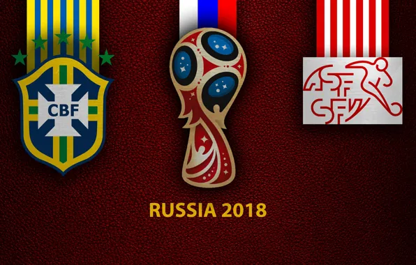 Wallpaper, sport, logo, football, FIFA World Cup, Russia 2018, Brazil vs Switzerland