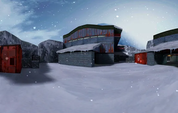 Снег, snow, Counter Strike, Контр Страйк, CS 1.6, нюк, de_nuke_snow