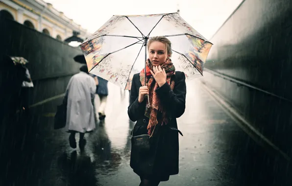 Картинка девушка, дождь, зонт, Юля, Ivan Proskurin