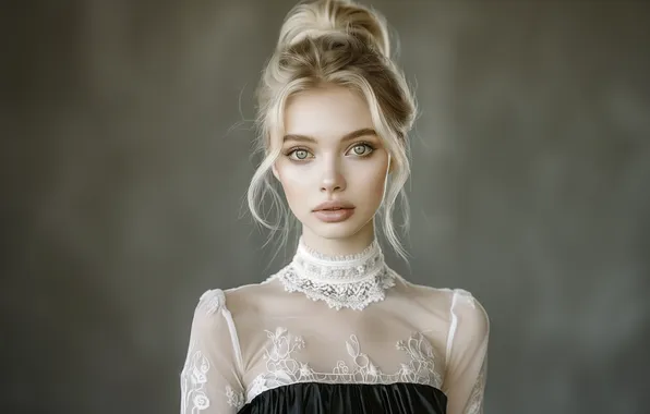 Girl, face, blonde, Ai art