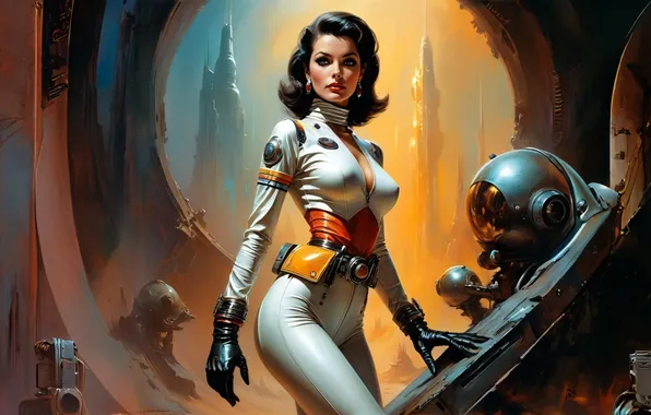 Girl, fantasy, spacesuit, ai art