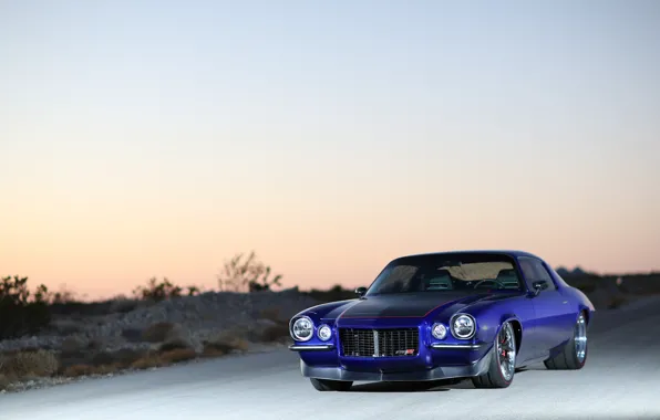 Картинка Chevrolet, 1971, Camaro, Blue, Racing, GAP