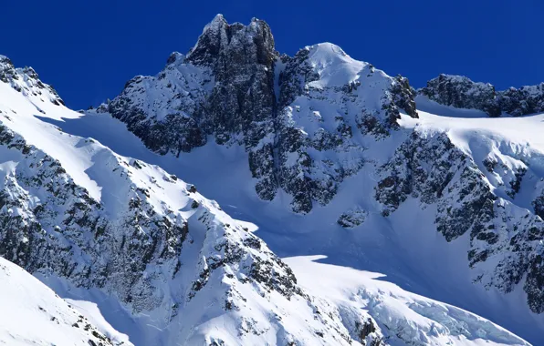 Небо, солнце, снег, горы, скалы, Новая Зеландия, Methven, Heli-Skiing