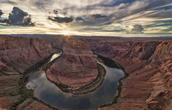 Картинка природа, скалы, каньон, река Колорадо, Подкова, Horseshoe Bend, Grand Canyon National Park