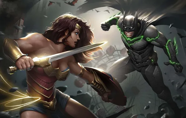 Sword, game, Wonder Woman, Batman, ken, bat, blade, cap