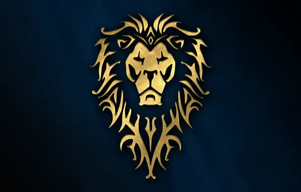 Картинка cinema, golden, logo, game, Warcraft, blue, wow, lion