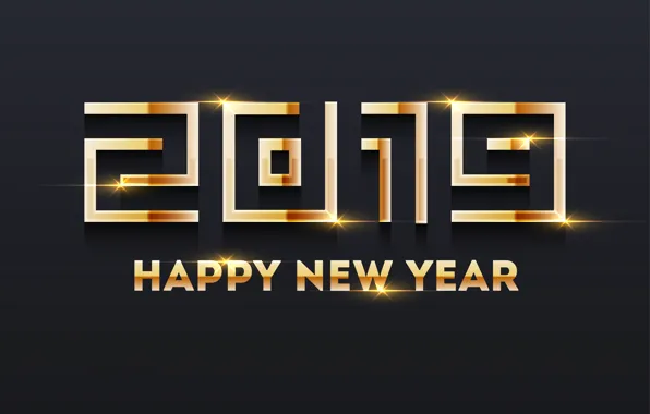 Золото, Новый Год, цифры, golden, черный фон, black, background, New Year