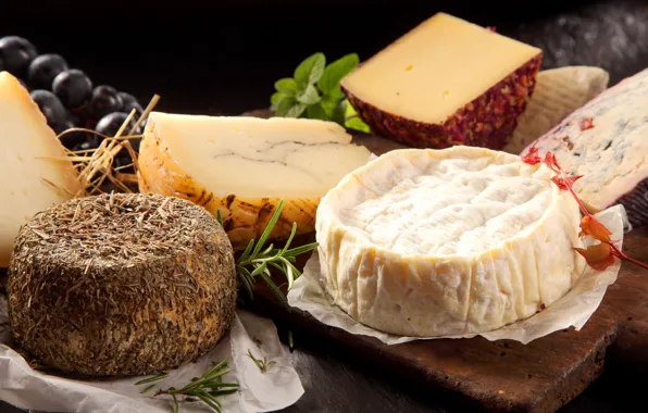 Сыр, виноград, grapes, специи, розмарин, Cheese