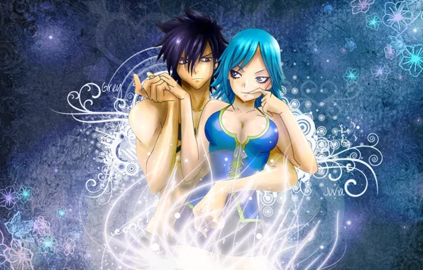 Картинка девушка, аниме, парень, Лед и вода