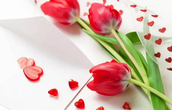 Картинка красное, сердечки, тюльпаны, 8 марта, весенние