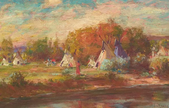 Картинка Joseph Henry Sharp, Crow Camp, on the Little Big Horn