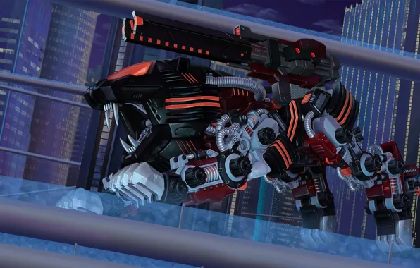 Gun, robot, zoids, liger, zoid