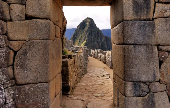 Горы, город, развалины, руины, Перу, Мачу-Пикчу, инки