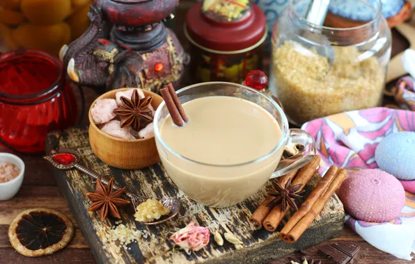 Чай, корица, специи, анис, масала