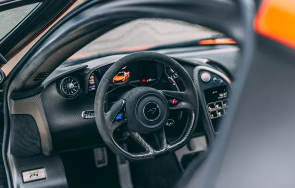 McLaren, logo, McLaren P1, steering wheel, P1