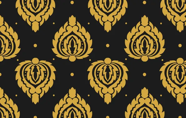 Ретро, золото, текстура, golden, черный фон, орнамент, style, винтаж