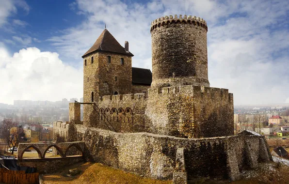 Замок, стены, башня, Польша, Castle Bedzin