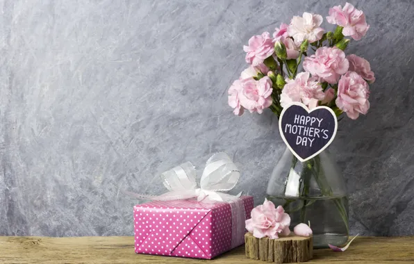 Цветы, подарок, лепестки, розовые, happy, vintage, wood, pink