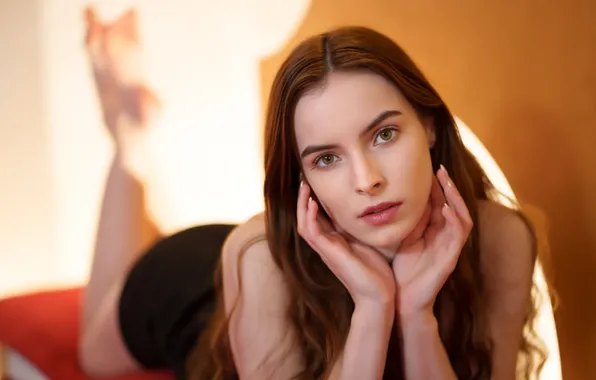 Long hair, model, brunette, sensual, gorgeous, photoshoot, posing, closeup