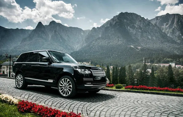 Range Rover, Black, Mountains