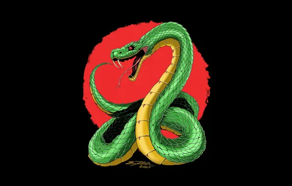 Green, snake, dragon, venomous