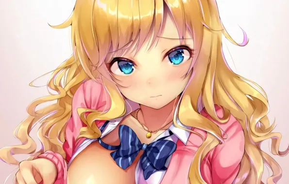 Girl, sexy, cleavage, blouse, long hair, nipples, boobs, anime