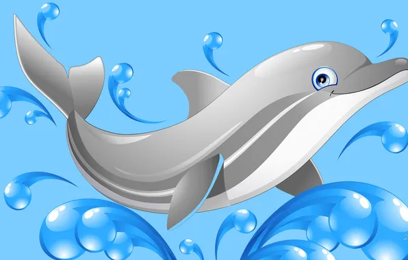 Картинка дельфин, рисунок, вектор, млекопитающее