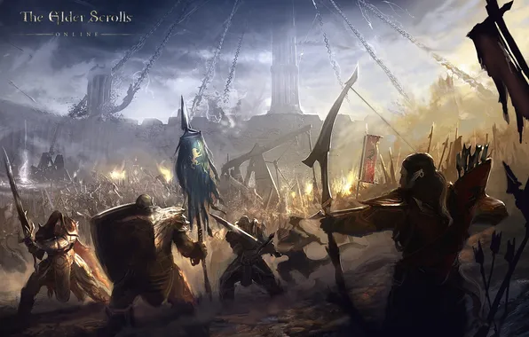 Картинка битва, concept art, The Elder Scrolls, fantasy art, The Elder Scrolls Online