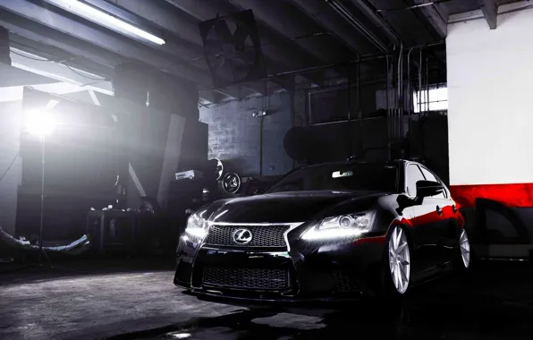 Lexus, wheels, black, vossen, frontside, GS 350