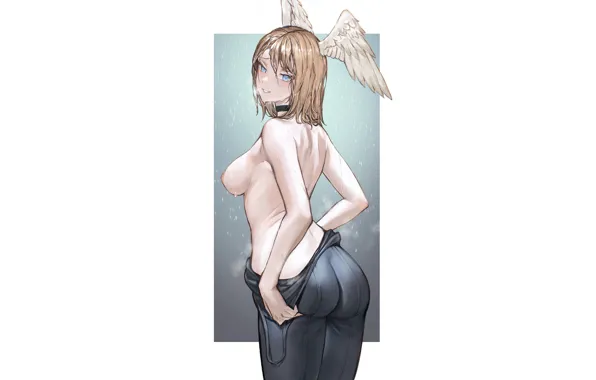 Girl, hot, sexy, ass, nipples, boobs, wings, butt