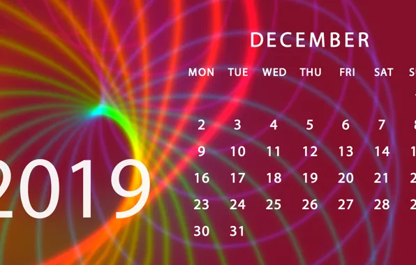 Календарь, декабрь, 2019