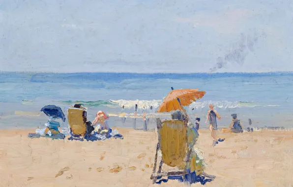 Море, пляж, картина, Elioth Gruner, Тамарама Бич, Элиот Грюнер