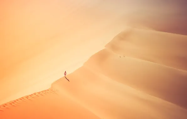 Картинка girl, hot, desert, sand, sunny