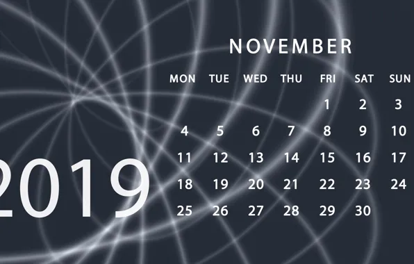 Календарь, ноябрь, 2019