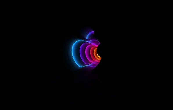 Картинка Apple, черный фон, Logo, Colorful, эппл, Event 2022