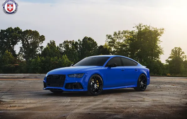 Audi, Blue, RS7, HRE, P104