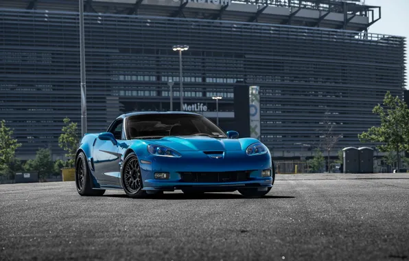 Картинка Corvette, Chevrolet, ZR1, Blue, Hybrid, Forged, Series, Wheels