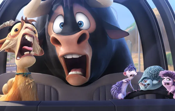 Bull, animated film, Ferdinand, goat, animated movie, car porcupine