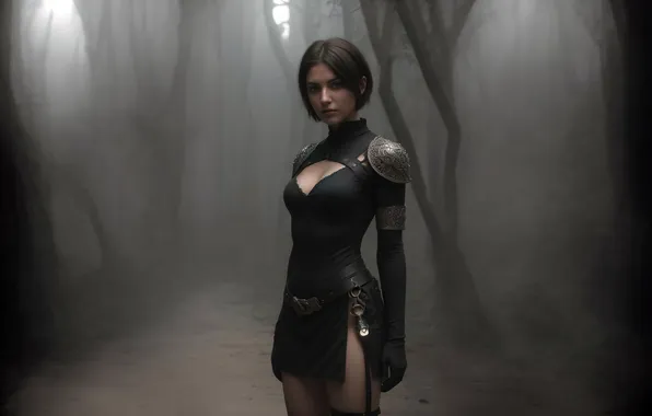 Girl, fantasy, art, digital art, darkness, fantasy art, stand, fantasy girl